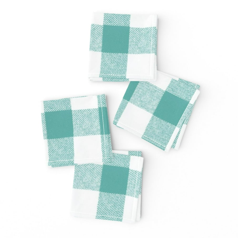 Cocktail Napkins Blue And White Rustic Plaid Gingham Check Buffalo Cozy