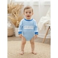 thumbnail image 4 of Qmyliery Baby Boys Autumn Bubble Jumpsuit Long Sleeve Round Neck Jesus Letter Embroidery Sweatshirt Romper, 4 of 9