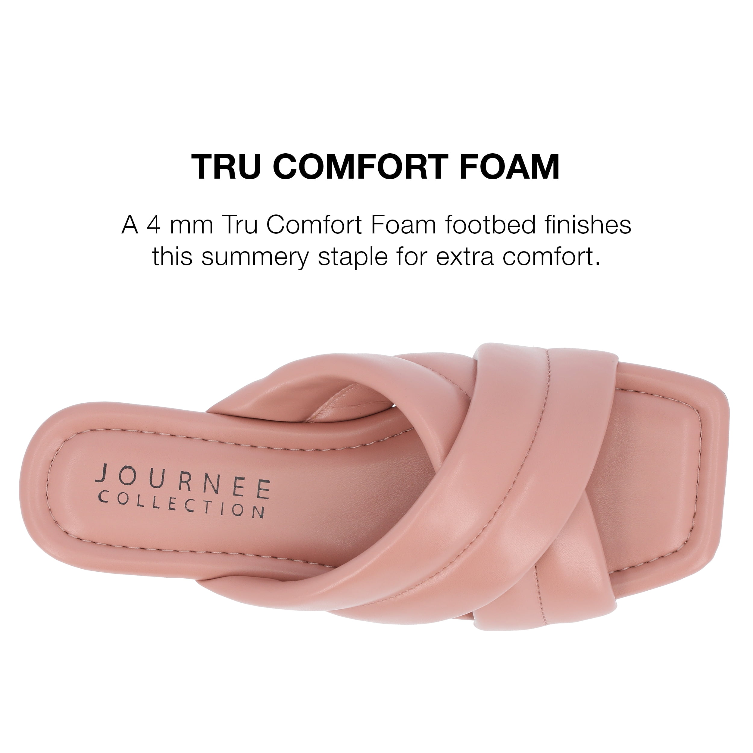 Journee Collection Womens Divyah Faux Leather Slip On Slide Sandals