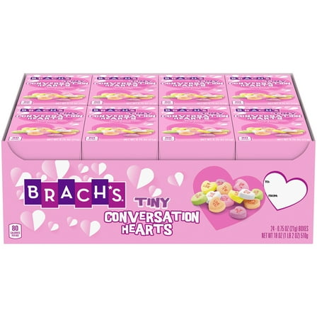 Brach's Tiny Conversation Hearts Boxes Valentine's Candy, 0.75 oz, 24 Count