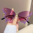 thumbnail image 1 of Gafas de sol sin marco con montura grande y diamantes de mariposa para mujer, gafas de sol con fotografía personalizada a la moda, bola exagerada, 1 of 5