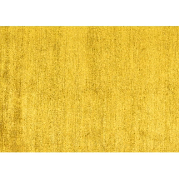 Ahgly Company Indoor Rectangle Solid Yellow Modern Area Rugs, 7' x 9'