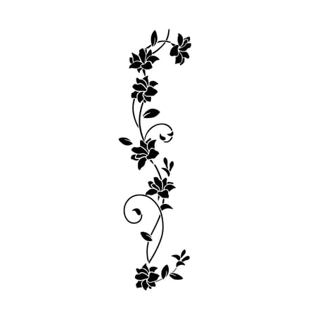 CCOCC Black Flower Vine Wall Stickers,Simplicity Floral Art Wall Decals Removable Vinyl Peel and Stick for Bathroom Living Room Bedroom Home Decorations Flower Wall Decals