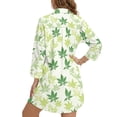 thumbnail image 2 of Xoenoiee Tropical Palm Leaves Print Womens Swimsuit Cover Up Shirt Button Down Long Sleeve Bathing Suit Coverups Button Cuffs Beach Coverup with Pockets, 3XL, 2 of 7
