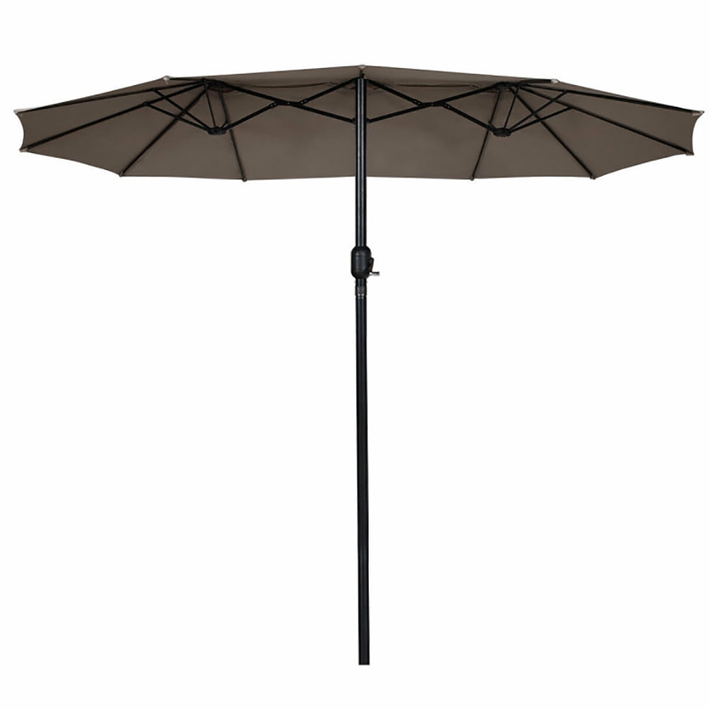 Aimee Lii 15 Feet Double-Sided Outdoor Patio Umbrella with Crank without Base, Outdoor Umbrellas for Patio, Tan