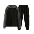 thumbnail image 2 of Tdoqot Mens Sweatsuits 2 Piece- Zipper Casual Long Sleeve Hoodie and Pants Fashion Tracksuit Black Size L, 2 of 5