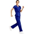 thumbnail image 3 of Minty Mint, Women's, V Neck Solid Stretch Medical Scrub Set, Royal Blue, L, 3 of 5