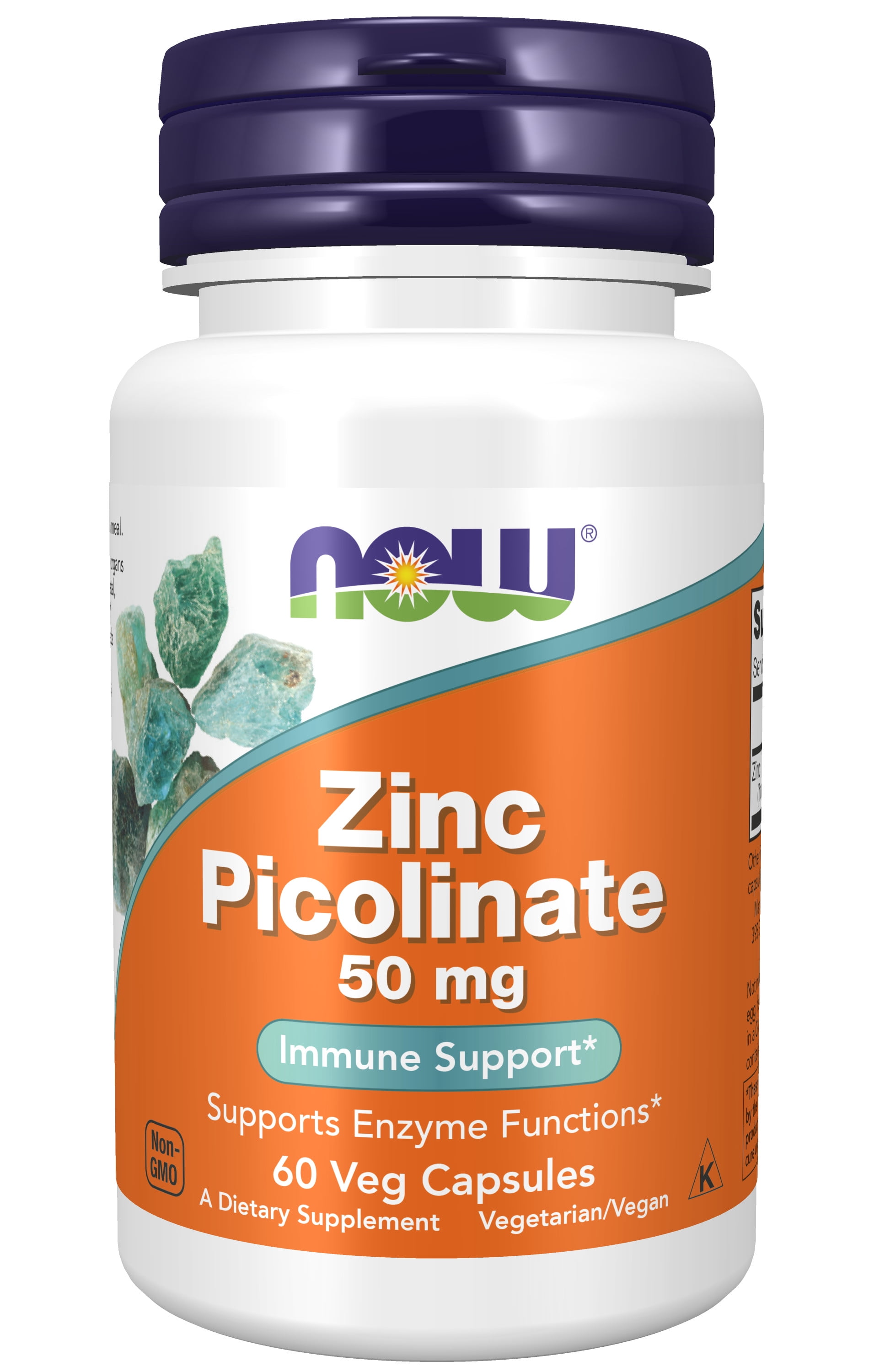 NOW Supplements, Zinc Picolinate 50 mg, Supports Enzyme Functions*, Immune Support*, 60 Veg Capsules