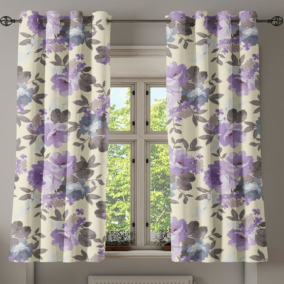 Ambesonne Grommet Curtain, , 50"x60", Lavender Champagne