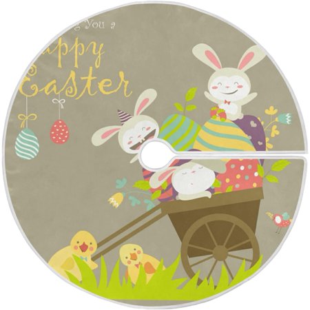 ZHANZZK Easter BunniesEaster Eggs Xmas Christmas Tree Skirt Stand Mat for Holiday Party Decoration Indoor Outdoor 36 inches