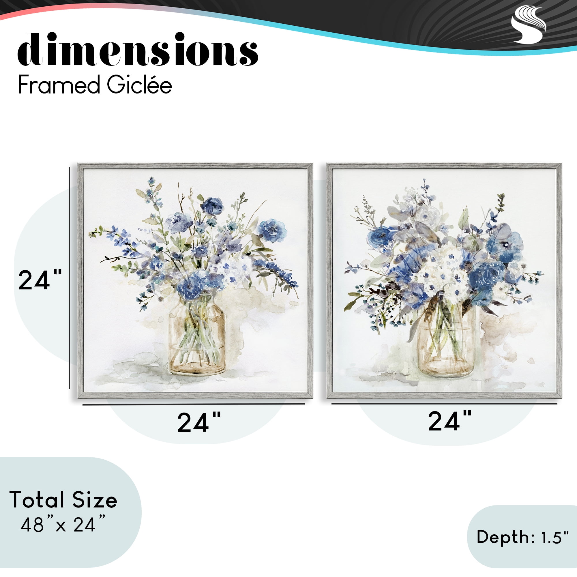 Stupell Industries Spring Watercolor Vases 2 Piece Gray Framed Giclee Art Set, design by Carol Robinson