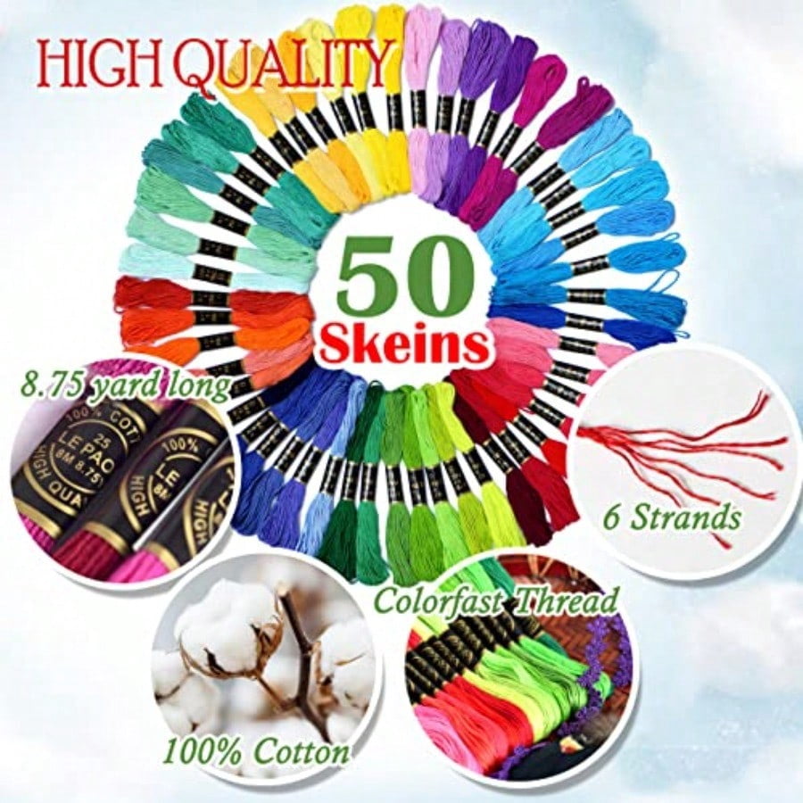 Friendship Bracelet String 500 Skeins Rainbow Color Embroidery Floss Cross  Embroidery Thread Cotton Floss Bracelet Yarn Craft Floss Classic Color 50skeins x10 Pack