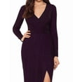 thumbnail image 3 of Betsy & Adam Women's Glitter Surplice Slit Gown Dress Purple Size 6, 3 of 4