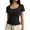 c-11Black2, variant on Women T-Shirts Casual Solid Color U Neck Short Sleeve Slim Fit Stretch Brushed T Shirt Tops Comfort Streetwear