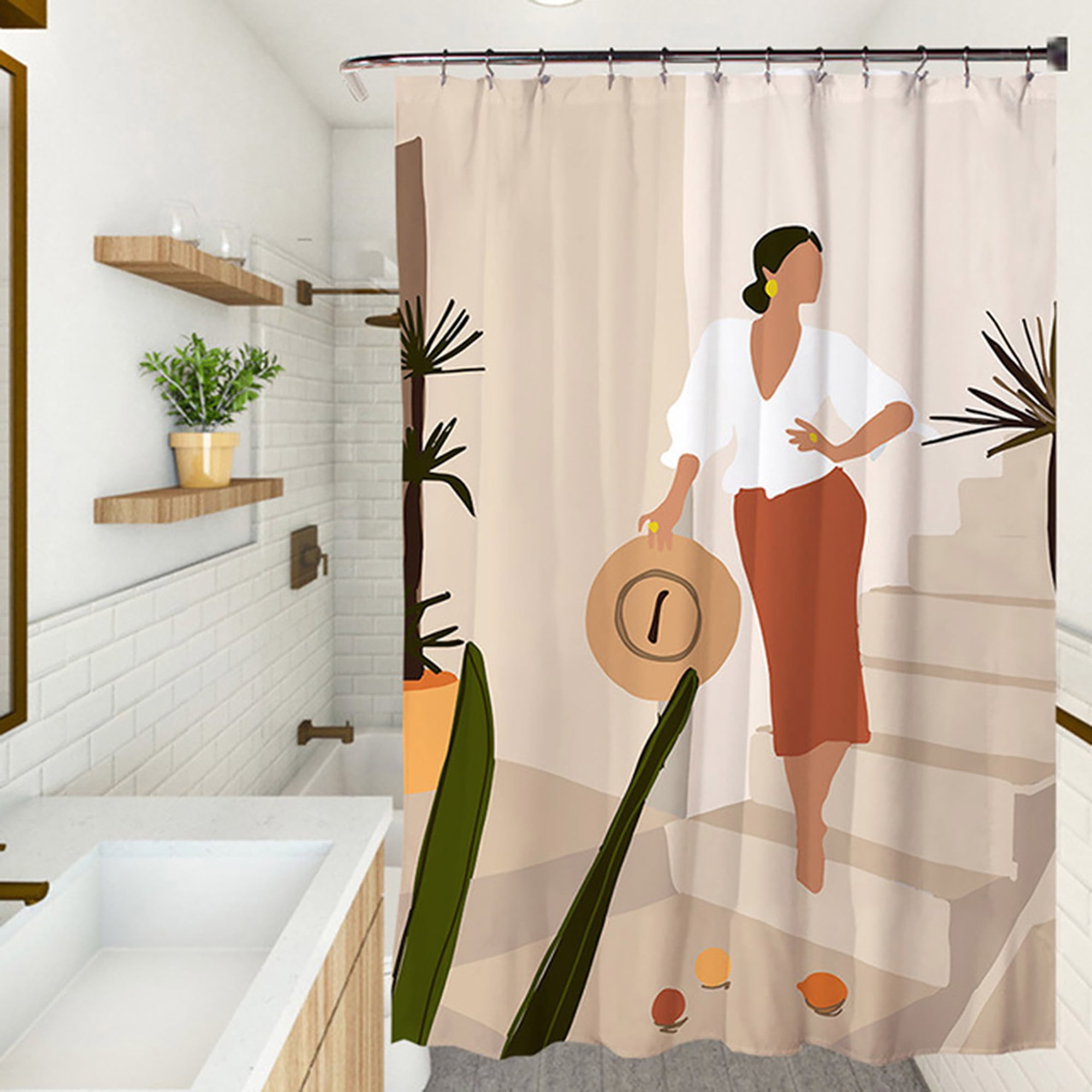 Parrot Design European Style Bathroom Fabric Shower Curtain Liner w Hooks Set 