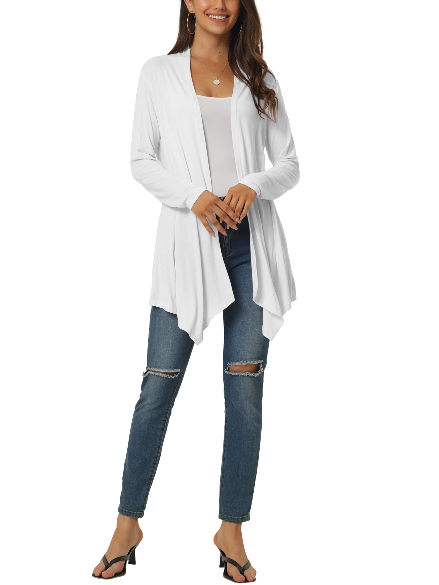 Unique Bargains Women's Spring Fall Draped Open Front Lightweight Cardigan