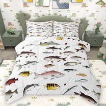 Homewish Bass Big Fish Full Size Comforter Sets,Rustic Farmhouse Cabin Bedding Comforter Set,Hunting And Fishing Bedding Sets For Boys Kids,Ultra Soft Home Decor Reversible,3 Pieces
