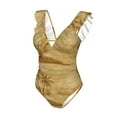 thumbnail image 4 of Yiaed Retro Palm Tree Print Women's Ruffled One Piece Swimsuit V Neck Swimwear Slimming Monokini for Woman-X-Large, 4 of 8