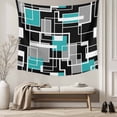 thumbnail image 5 of Teal Blue Black Geometric Large Tapestry for Bedroom Wall Hanging Tapestry, Modern Abstract Art Block Ceiling Backdrop Tapestries Poster Blanket Wall Decor for Teens Room Living Room Dorm 86" x 104", 5 of 8