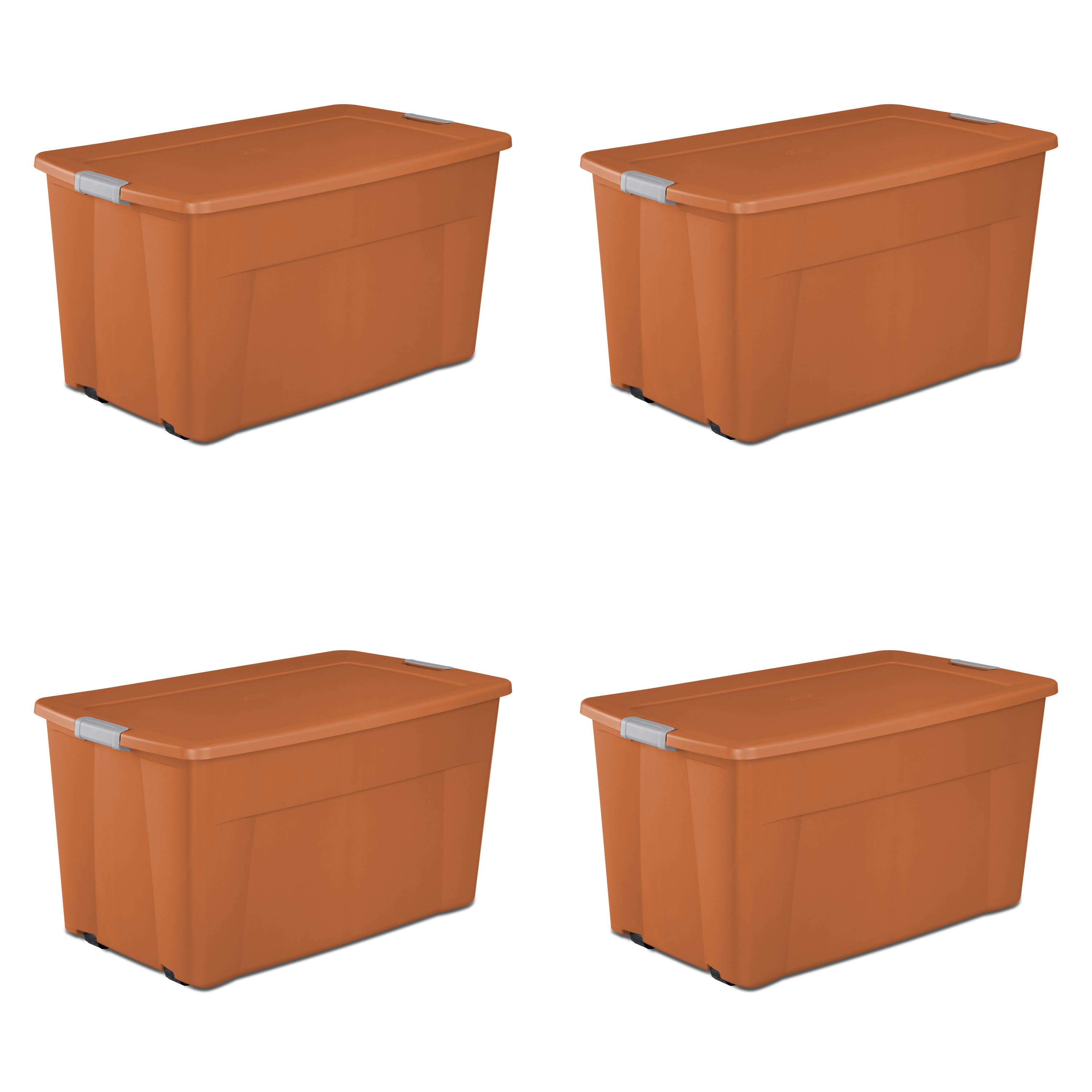 Tote Storage Box Set of 4 Wheeled Latch Large Container 45 Gallon Heavy Duty NEW