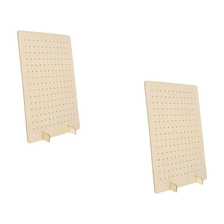 UPGRATOR Standing Pegboard Display Wood Jewelry Organizer Beige 2Pcs 16.9X11.8X0.08In