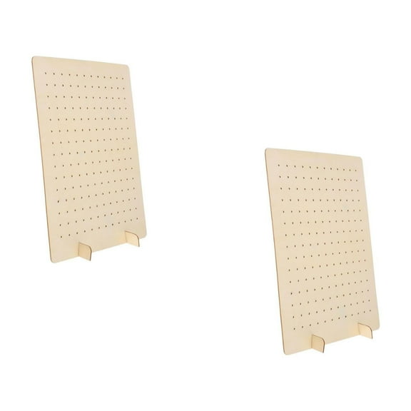 UPGRATOR Standing Pegboard Display Wood Jewelry Organizer Beige 2Pcs 16.9X11.8X0.08In