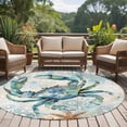 thumbnail image 4 of Round Rugs 5Ft, Teal Crab Coastal Round Area Rug Washable Indoor Throw Carpet, Nautical Summer Beach Starfish Ocean Soft Non Slip Circle Rug for Cabinet Bathroom Home Decor Aesthetic, 4 of 8