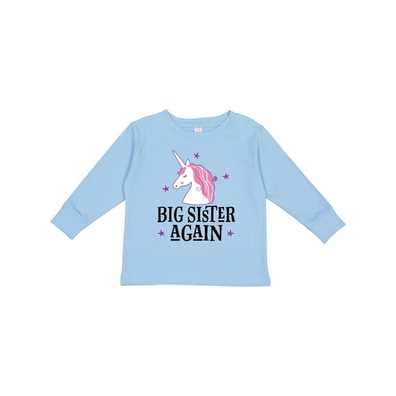 Inktastic Big Sister Again Unicorn Girls Long Sleeve Toddler T-Shirt