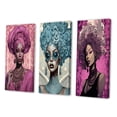 thumbnail image 3 of Designart "Retro Glamour African American Beauty III" African American Woman Wall Art Set Of 3 - Woman African American Pink Canvas Set For Living Room Decor, 3 of 6