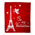 thumbnail image 1 of ASHLEIGH 50x60 inch Super Soft Throw Blanket Red Heart Romantic Eiffel Tower and Cupid for Valentine Day Angel Home Decorative Flannel Velvet Plush Blanket, 1 of 1