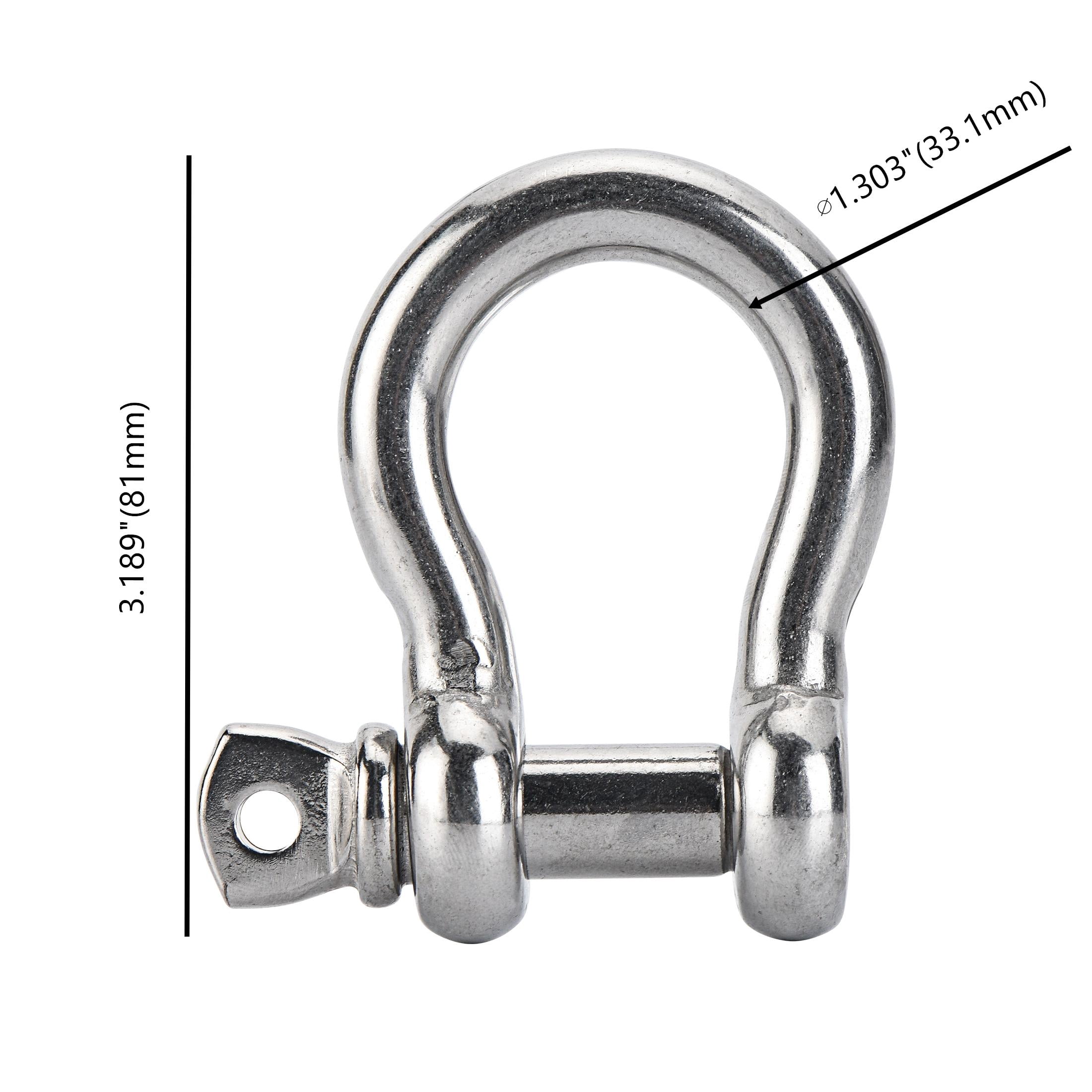 Hyper Tough 1/2 in. D-Ring Shackles, Stainless Steel 316, Marine Grade, 4 Pack