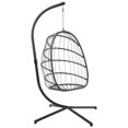 thumbnail image 6 of Outdoor Swing Chair, Wicker Egg Chair with Stand and Cushions, Hanging Chair for Bedroom Patio Porch Balcony, Hammock Chair Outdoor Lounger, Dark Gray, 6 of 6