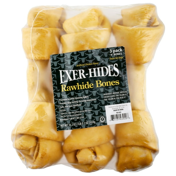 Exer Hides Rawhide Bones, 3 Pack