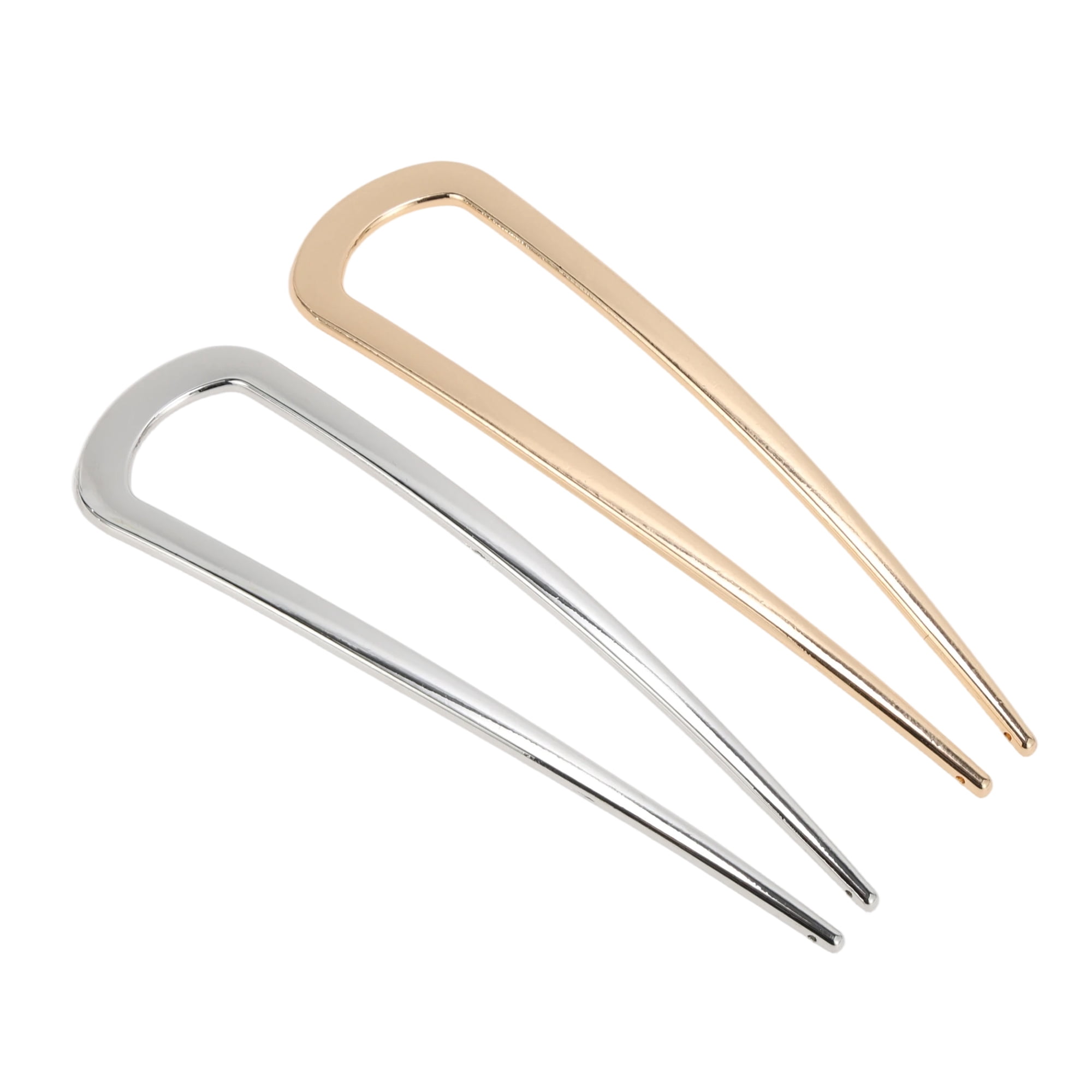 Unique Bargains Fashion U-shaped Hair Pin for Women 2 Pcs Gold Tone, Silver Tone
