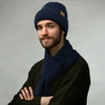 thumbnail image 2 of Loritta 3 Pcs Beanie Hat Long Scarf No-Slip Touch Screen Gloves for Men Women , Navy Blue, 2 of 8