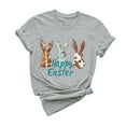 thumbnail image 2 of Ichuanyi Easter Shirts for Women Funny Bunny Face Graphic Print Rabbit T Shirt Summer Casual Short Sleeve Festival Holiday Tee Tops, 2 of 5
