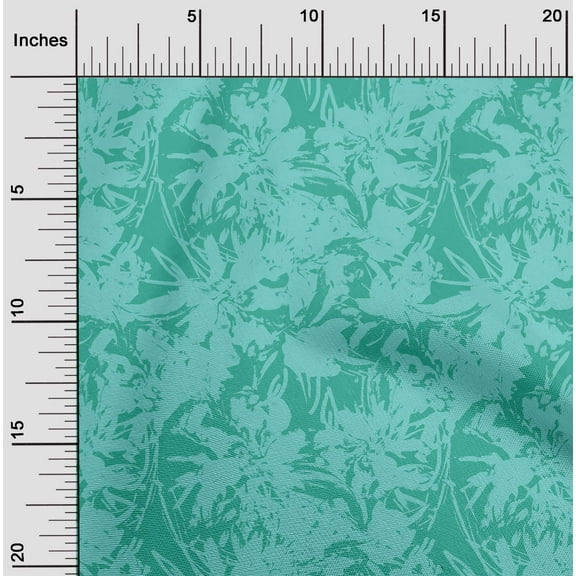 oneOone Polyester Lycra Turquoise Blue Fabric Florals Sewing Material Print Fabric By The Yard 56 Inch Wide