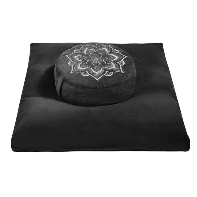 Juego de cojines Meditation Zafu hunnidspace con cáscaras de trigo sarraceno y espuma viscoelástica