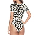 thumbnail image 4 of Haiem Heart Leopard Women's Crew Neck Short Sleeve Bodysuit Tops Stretchy Slim Basic-Small, 4 of 9