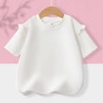 thumbnail image 5 of ZHOGXU Toddler Kids Girls Top Short Sleeve Round Neck Solid Color Ruffles Breathable Comfortable Tee For Casual Daily Wear,White,13-14 Years, 5 of 8