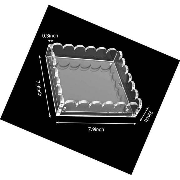 Acrylic Scalloped Tray with Magnetic Mat, Acrylic Picture Frame Decorative Tray, Non-Slip Base,Tray for Coffee Table, Clear Acrylic Tray, Clear Decorative Tray Organizing,Gift for Women