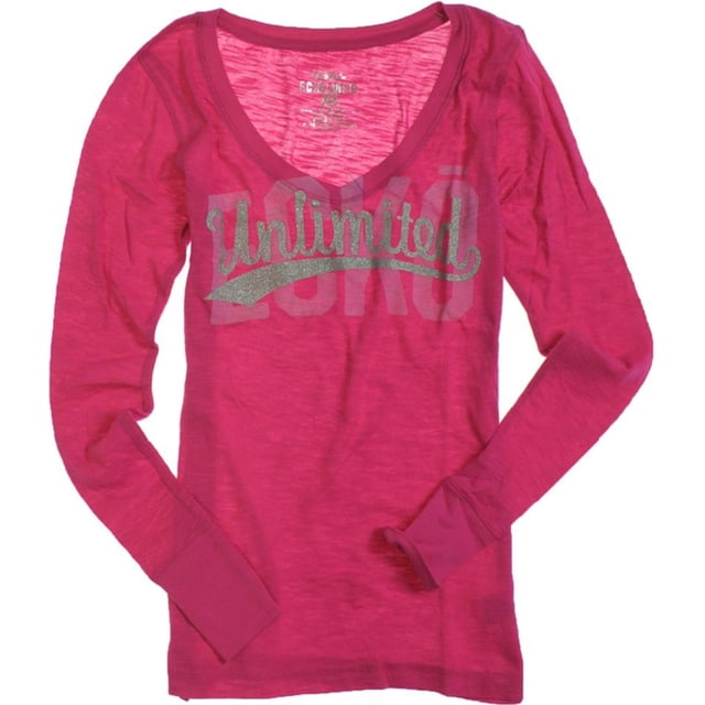Ecko Unltd. Camiseta gráfica con cuello en V L/s para mujer, rosa, pequeña