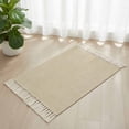 thumbnail image 3 of Vintage Cream Bathroom Rug 2'x3', Farmhouse Retro Beige Solid Color Low Profile Front Entryway Rug with Tassels, Woven Cotton Washable Kitchen Mat Carpet for Foyer Bedroom Back Door Decor, 3 of 9