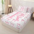 thumbnail image 2 of Manfei Pink Bowtie Zipper Twin Comforter Sets with Fitted Sheet and 2 Pillowcases,Initial Alphabet R Zipper Bedding Set,Pink Reversible,4-Piece, 2 of 7