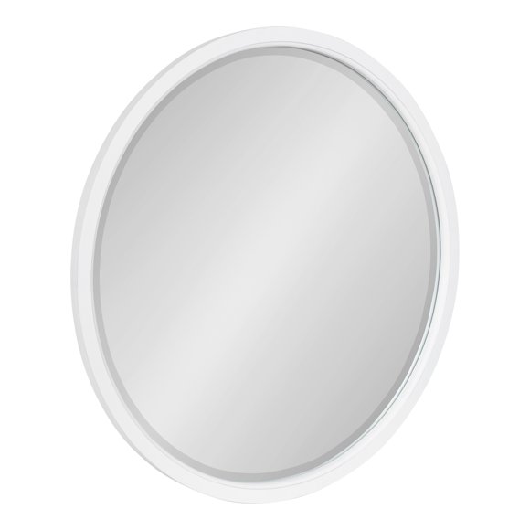 Kate and Laurel Hogan Farmhouse Round Wall Mirror, 32 inch Diameter, Rustic White, Sophisticated Coastal Mirror for Wall