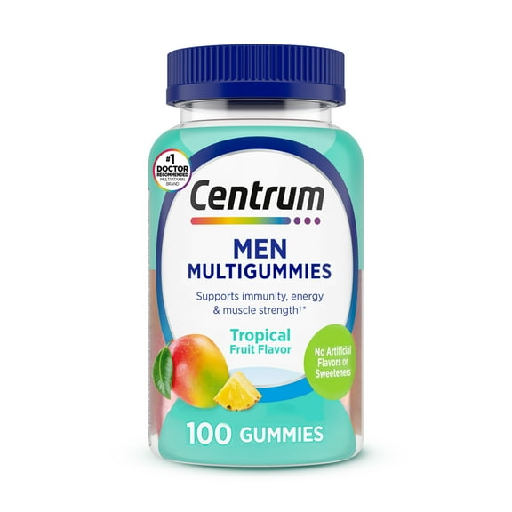 Centrum Men's Multivitamin Gummies, Immune, Energy, Healthy Appearance Support, 100 Count, 50 Day Supply