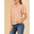 thumbnail image 5 of Allegra K Women's Butterfly Sleeves Layer Loose Chiffon Top Pintuck Blouse, 5 of 5
