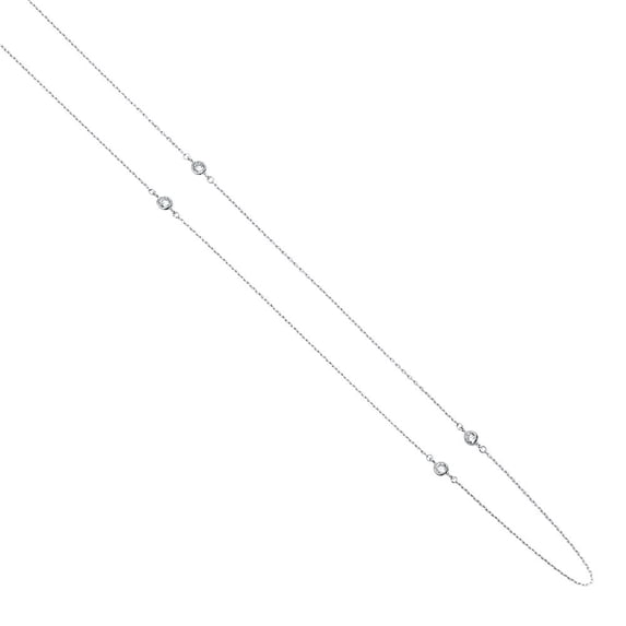 14KW CZ Bazel by the Yard Necklace - 17"+1"