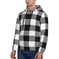 thumbnail image 3 of Wukai White And Black Plaid Print Men Hoodies Fleece Sweatshirts Long Sleeve Sweaters Pullover Fall Outfits Winter Clothes-3X-Large, 3 of 7