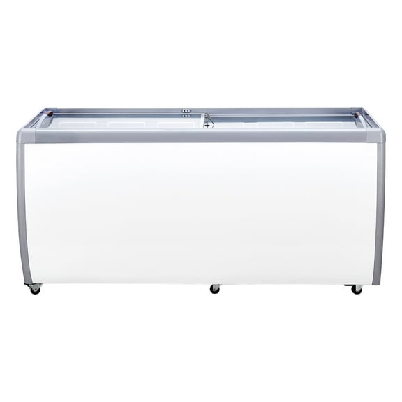 KFFKFF Professional Ice Cream Showcase, 13.1 Cu.ft Storage Freezer, Portable Transparent Lid Deep Freezer, Dining Establishment Sorbet Serving Cabinet with 8 Spacious Tubs